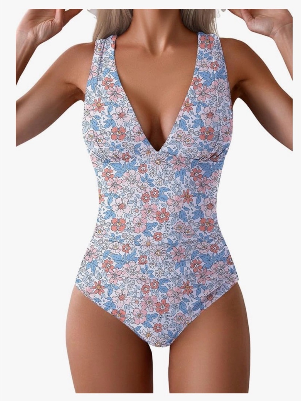 One-Piece Swimsuit Floral Design Size Large